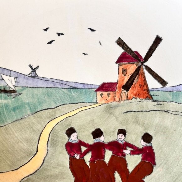 Vintage Austrian Made Haag Pottery Decor Large Plate 11" #159 - Picture 3 of 5